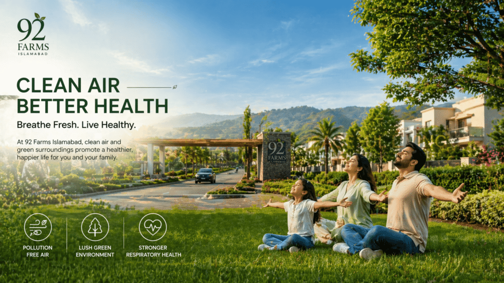 Clean pollution-free air at 92 Farms Islamabad farmhouse community