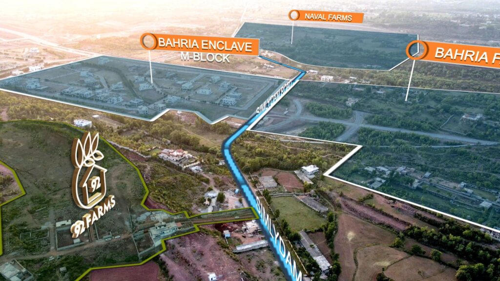 Smart farmhouse near Bahria Enclave Islamabad with landscaped surroundings