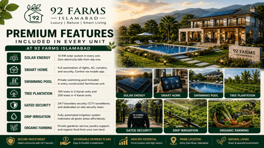 Smart home automation in best farmhouse construction in Islamabad at 92 Farms