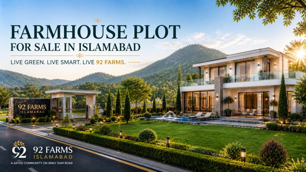 Farmhouse plot for sale in Islamabad at 92 Farms gated community
