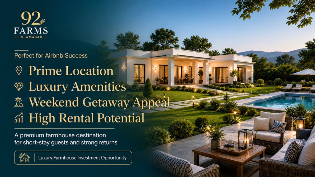 Gated farmhouse community Islamabad for Airbnb business