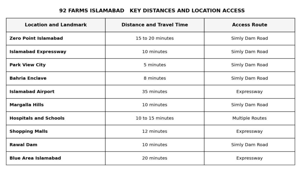 92 Farms farmhouse location on Simly Dam Road Islamabad near Park View City